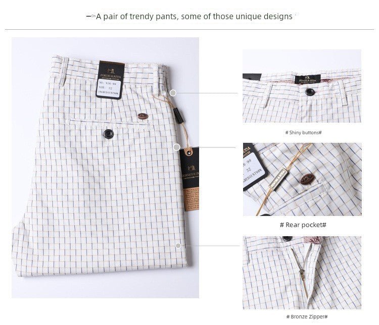 Thin Elastic Loose Straight Stripes Gingham Casual Pants - PratSN