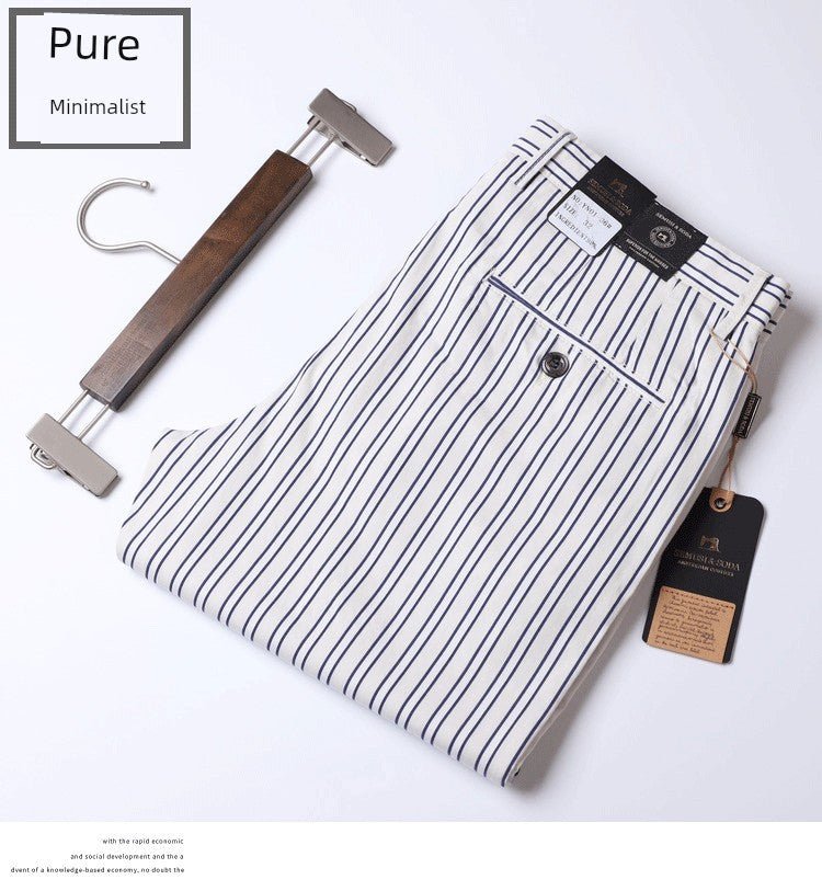 Thin Elastic Loose Straight Stripes Gingham Casual Pants - PratSN