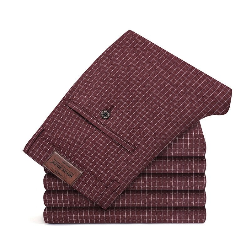 Thin Elastic Loose Straight Stripes Gingham Casual Pants - PratSN