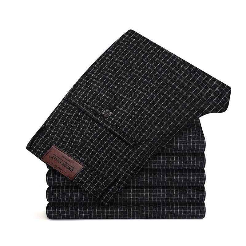 Thin Elastic Loose Straight Stripes Gingham Casual Pants - PratSN