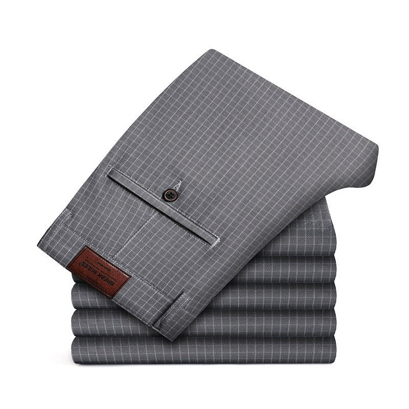 Thin Elastic Loose Straight Stripes Gingham Casual Pants - PratSN