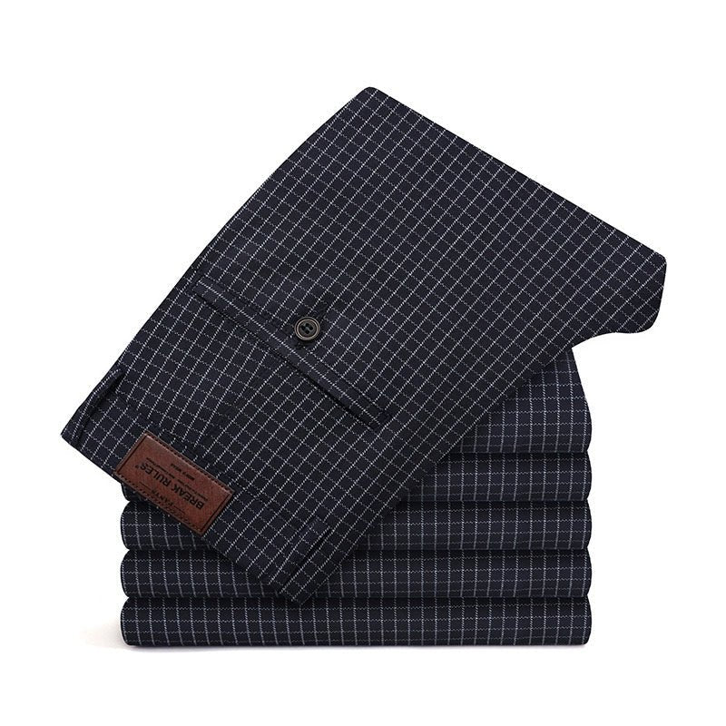 Thin Elastic Loose Straight Stripes Gingham Casual Pants - PratSN