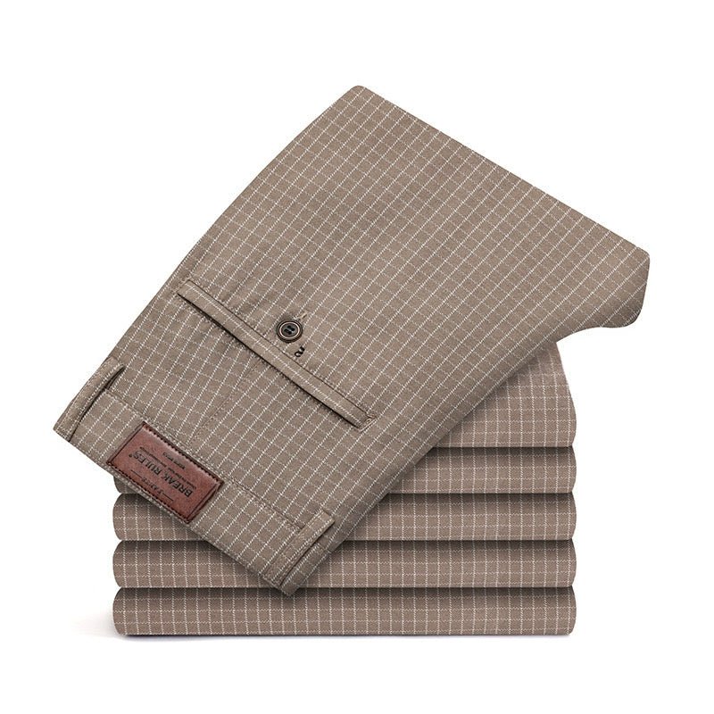 Thin Elastic Loose Straight Stripes Gingham Casual Pants - PratSN