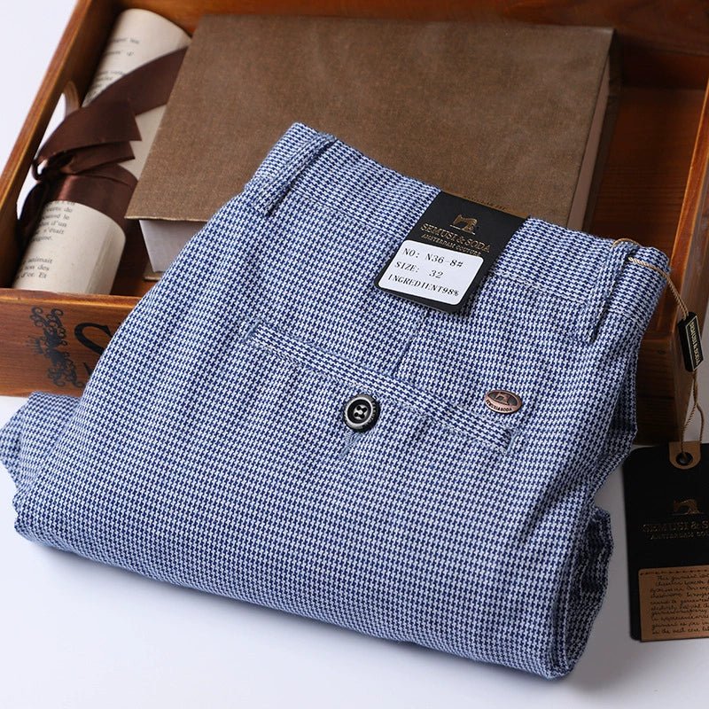 Thin Elastic Loose Straight Stripes Gingham Casual Pants - PratSN