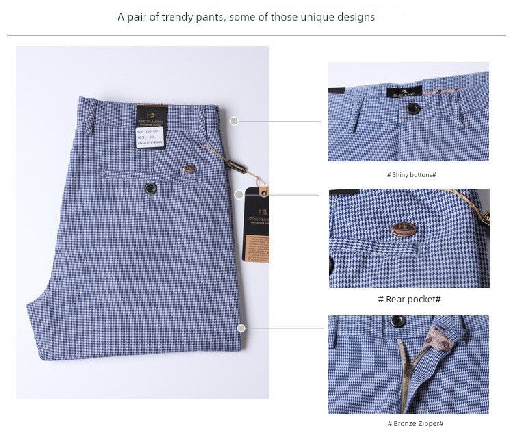 Thin Elastic Loose Straight Stripes Gingham Casual Pants - PratSN