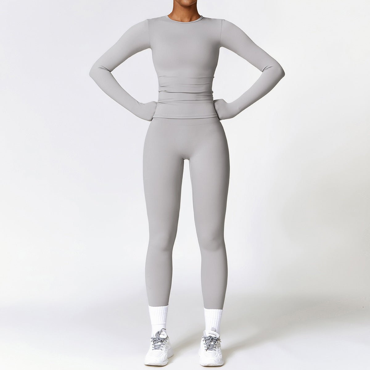 Tight - fitting Brushed Yoga Suit Quick - drying Fitness Clothes Fitness Long Sleeve Tracksuits Sports Suit Gym Top High Waist Leggings Women Sets Yoga Set - PratSN