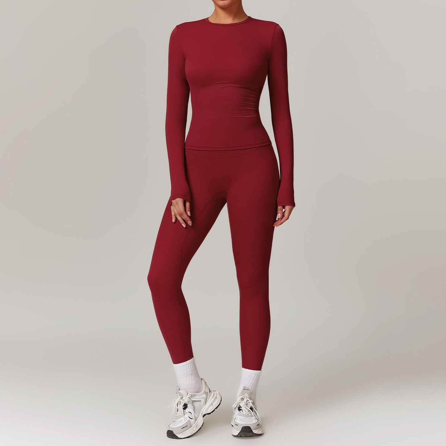 Tight - fitting Brushed Yoga Suit Quick - drying Fitness Clothes Fitness Long Sleeve Tracksuits Sports Suit Gym Top High Waist Leggings Women Sets Yoga Set - PratSN