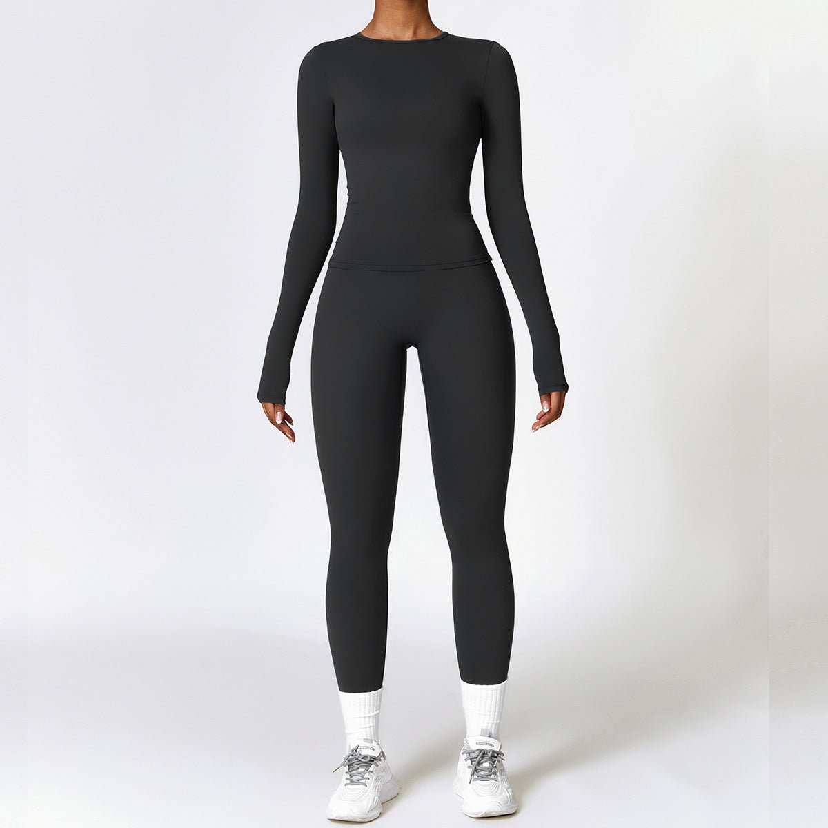 Tight - fitting Brushed Yoga Suit Quick - drying Fitness Clothes Fitness Long Sleeve Tracksuits Sports Suit Gym Top High Waist Leggings Women Sets Yoga Set - PratSN