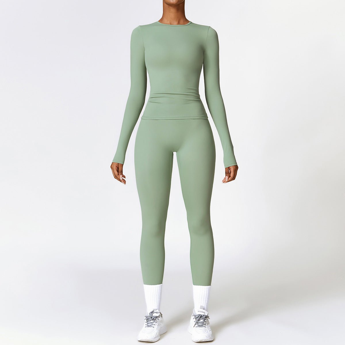 Tight - fitting Brushed Yoga Suit Quick - drying Fitness Clothes Fitness Long Sleeve Tracksuits Sports Suit Gym Top High Waist Leggings Women Sets Yoga Set - PratSN