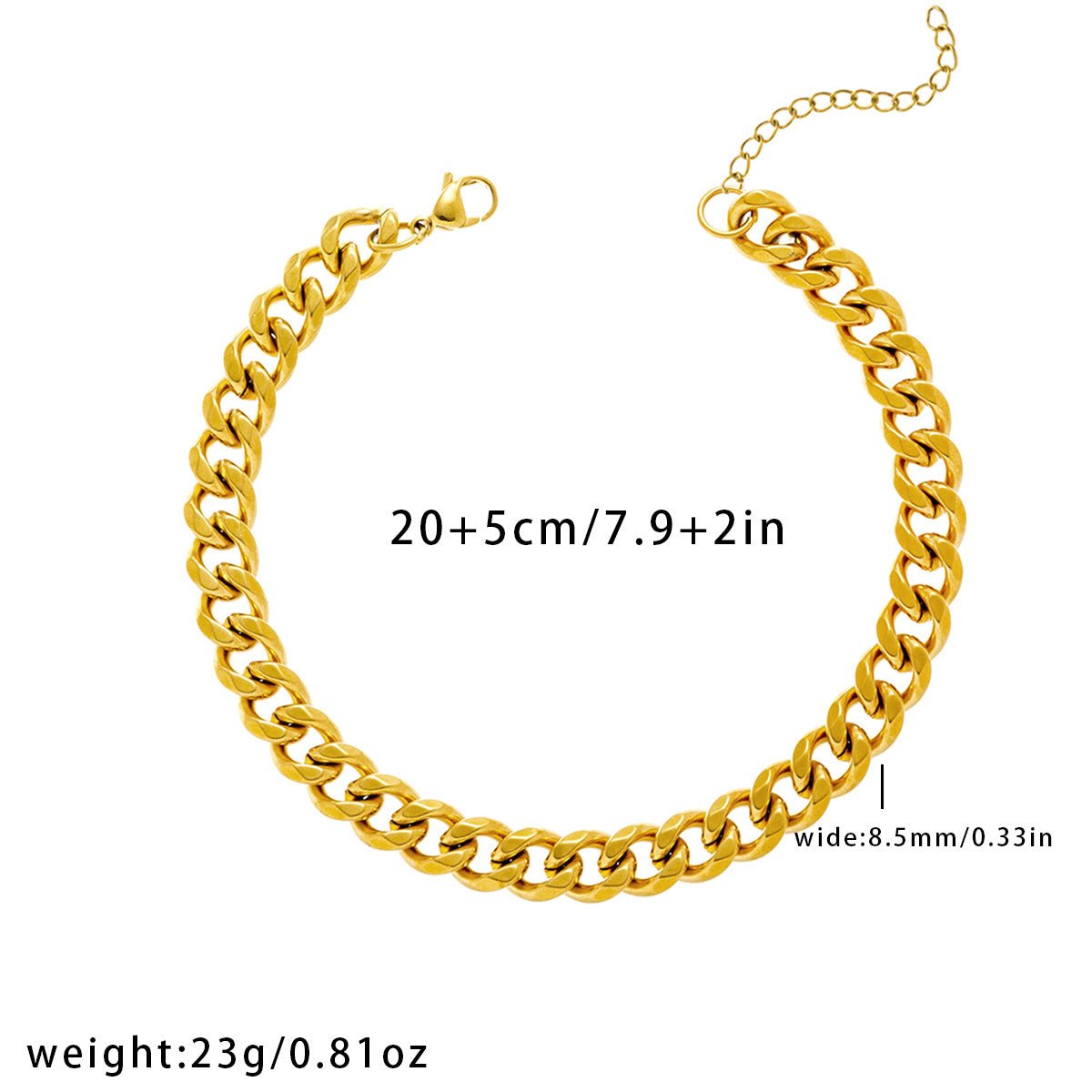 Titanium Steel Grinding Six - sided Chain Anklet Simple Punk - PratSN