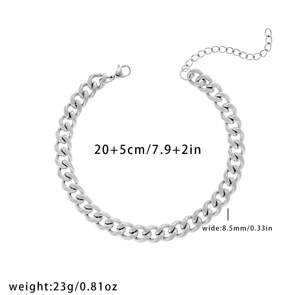 Titanium Steel Grinding Six - sided Chain Anklet Simple Punk - PratSN