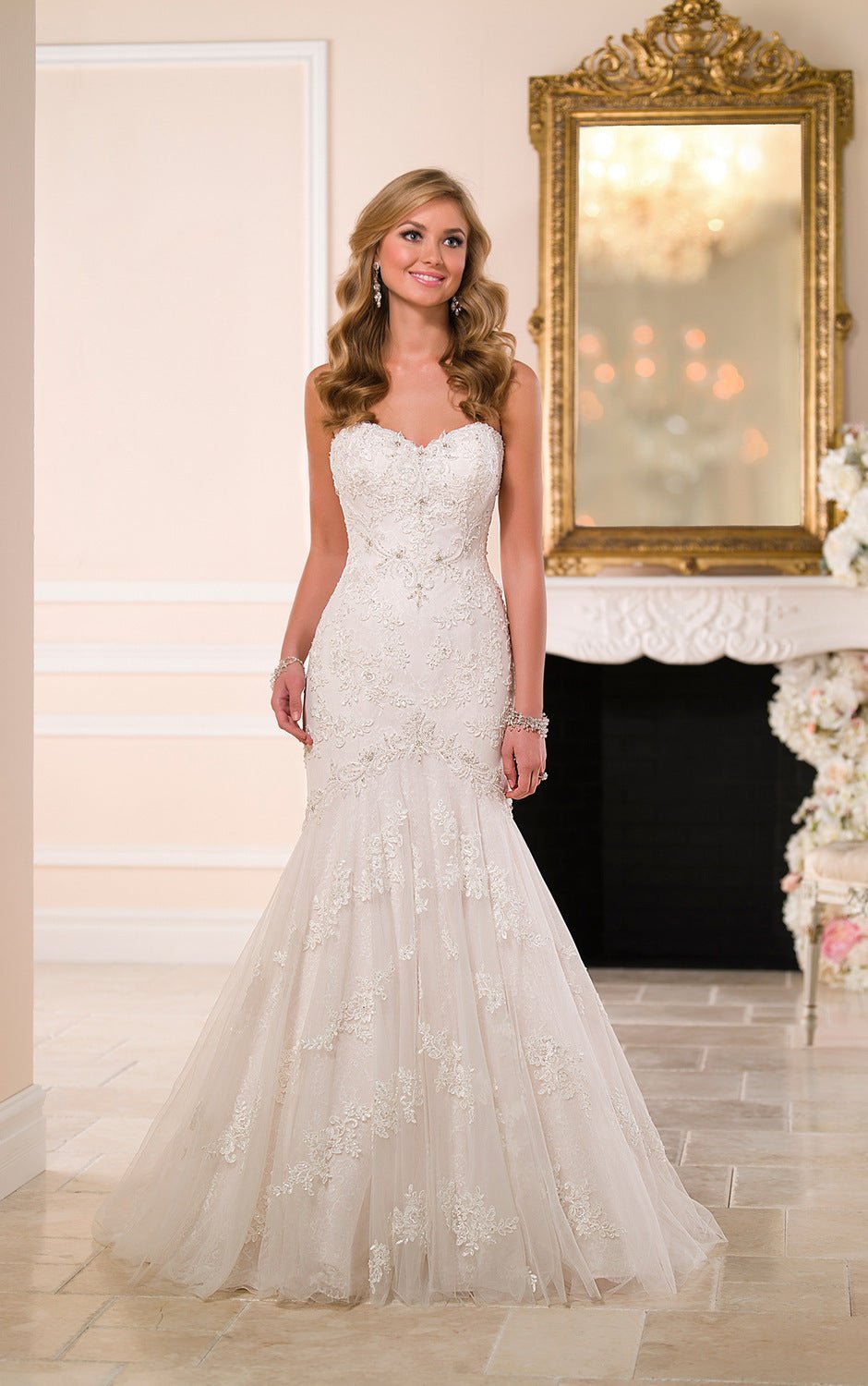 Trailing wedding dress tube top lace wedding dress - PratSN
