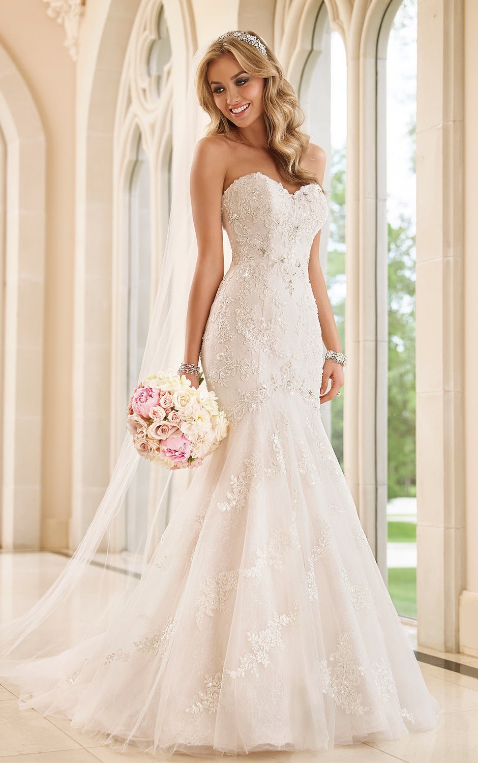 Trailing wedding dress tube top lace wedding dress - PratSN