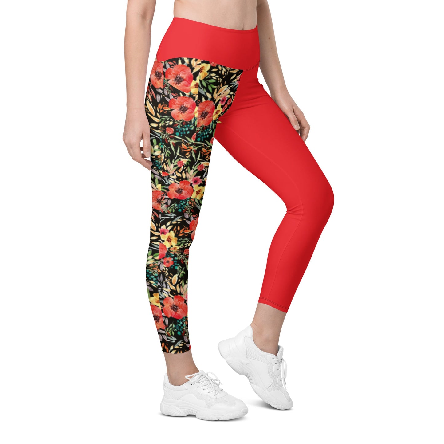 Trendy Activewear: Floral Print Leggings with Pockets - PratSN