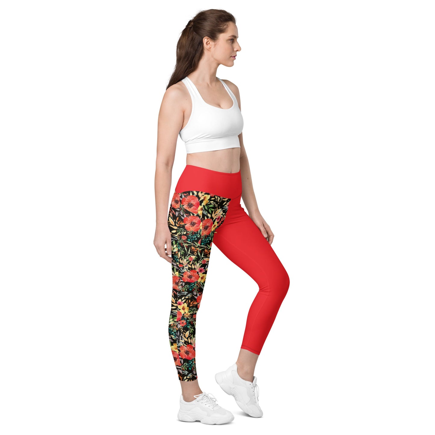 Trendy Activewear: Floral Print Leggings with Pockets - PratSN