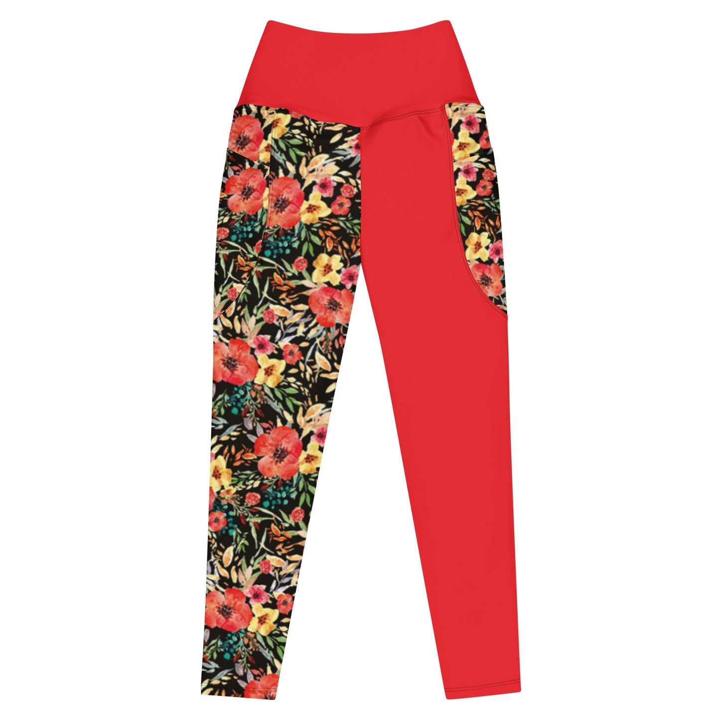 Trendy Activewear: Floral Print Leggings with Pockets - PratSN