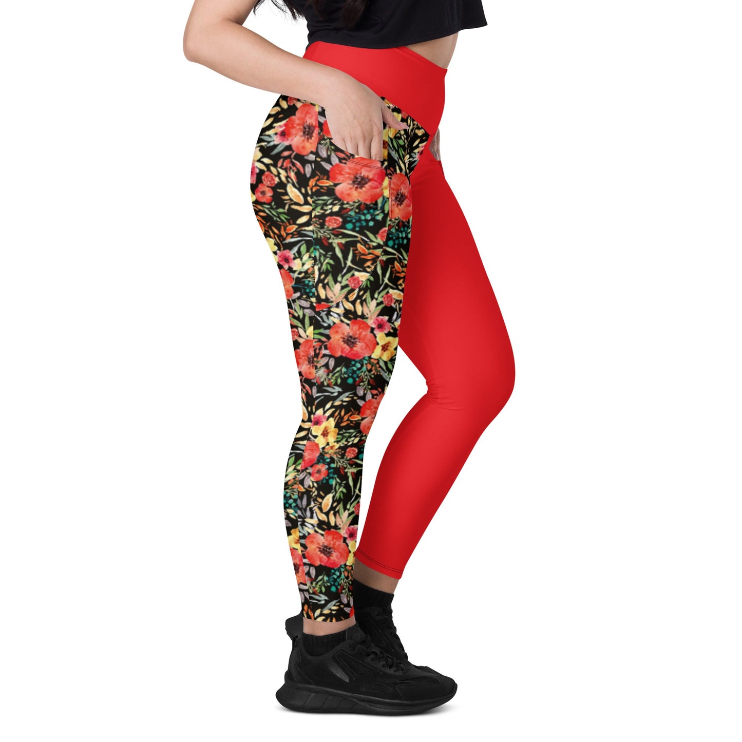 Trendy Activewear: Floral Print Leggings with Pockets - PratSN