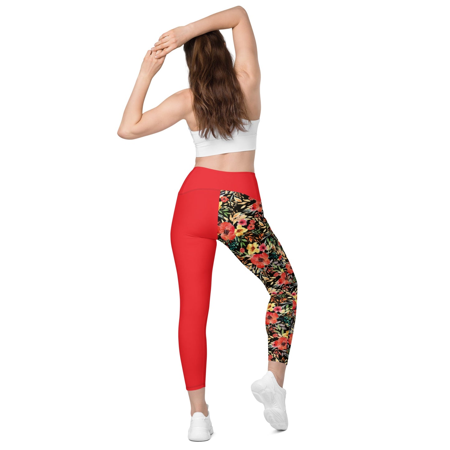 Trendy Activewear: Floral Print Leggings with Pockets - PratSN