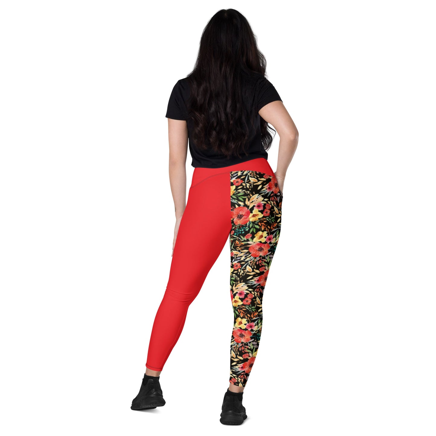 Trendy Activewear: Floral Print Leggings with Pockets - PratSN