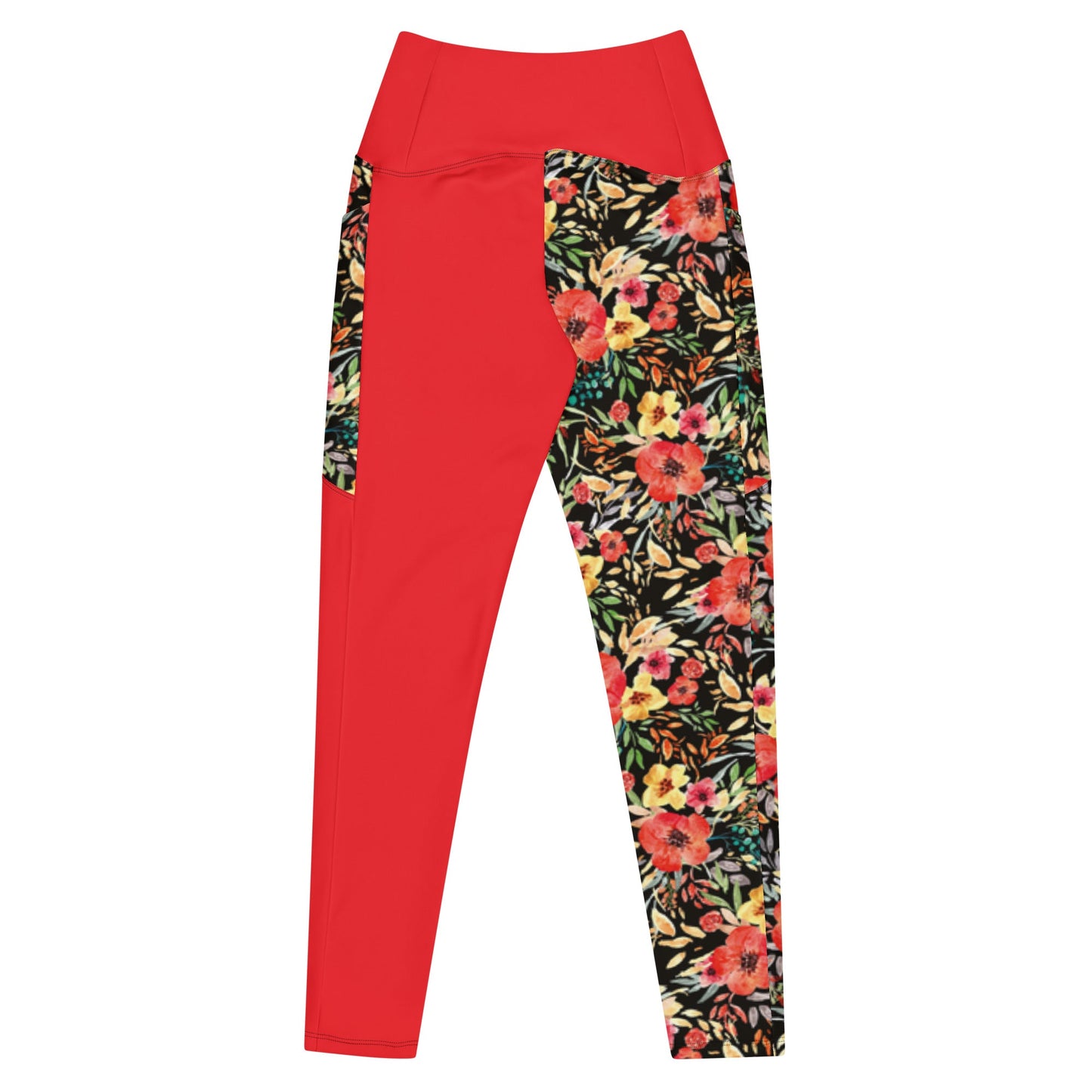 Trendy Activewear: Floral Print Leggings with Pockets - PratSN