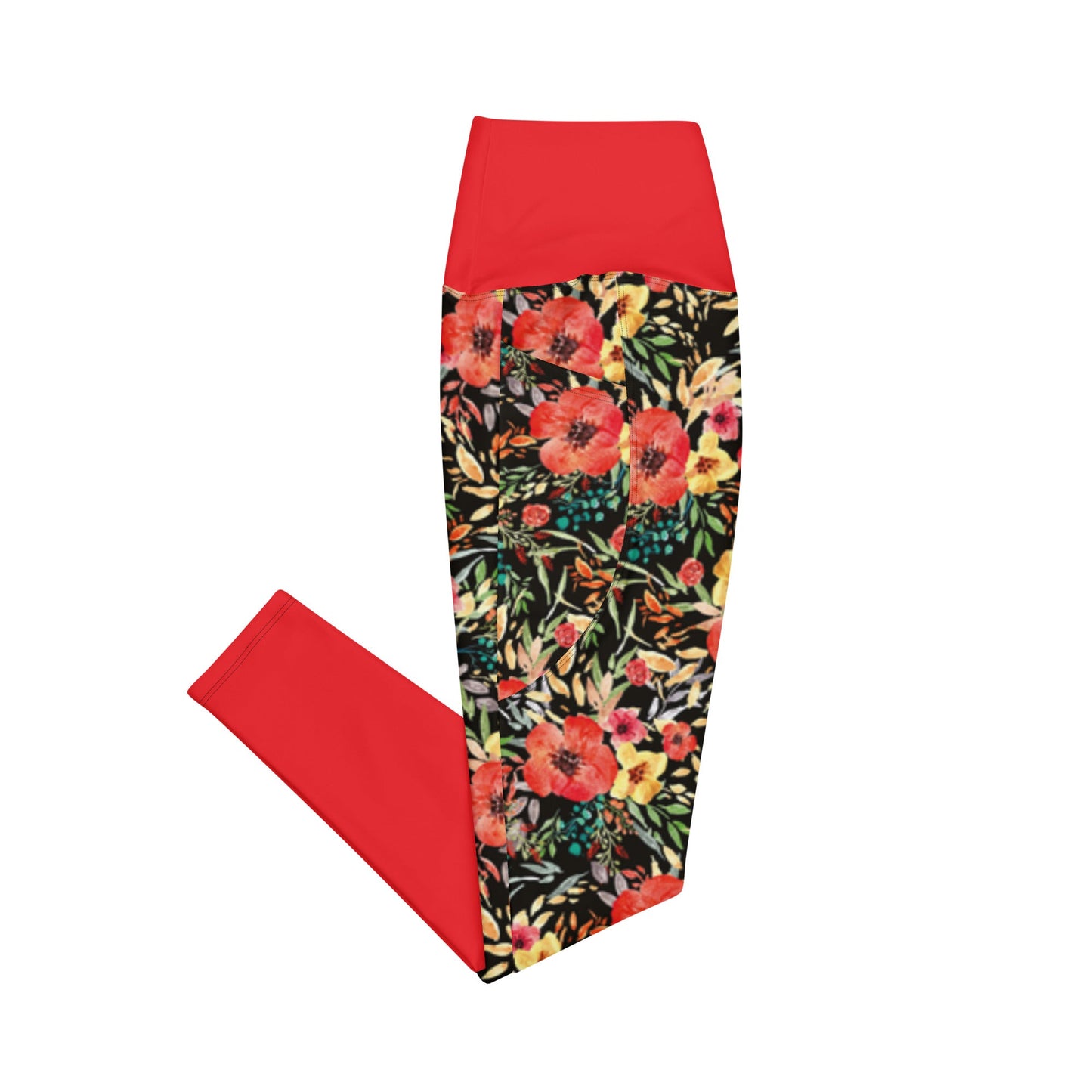 Trendy Activewear: Floral Print Leggings with Pockets - PratSN