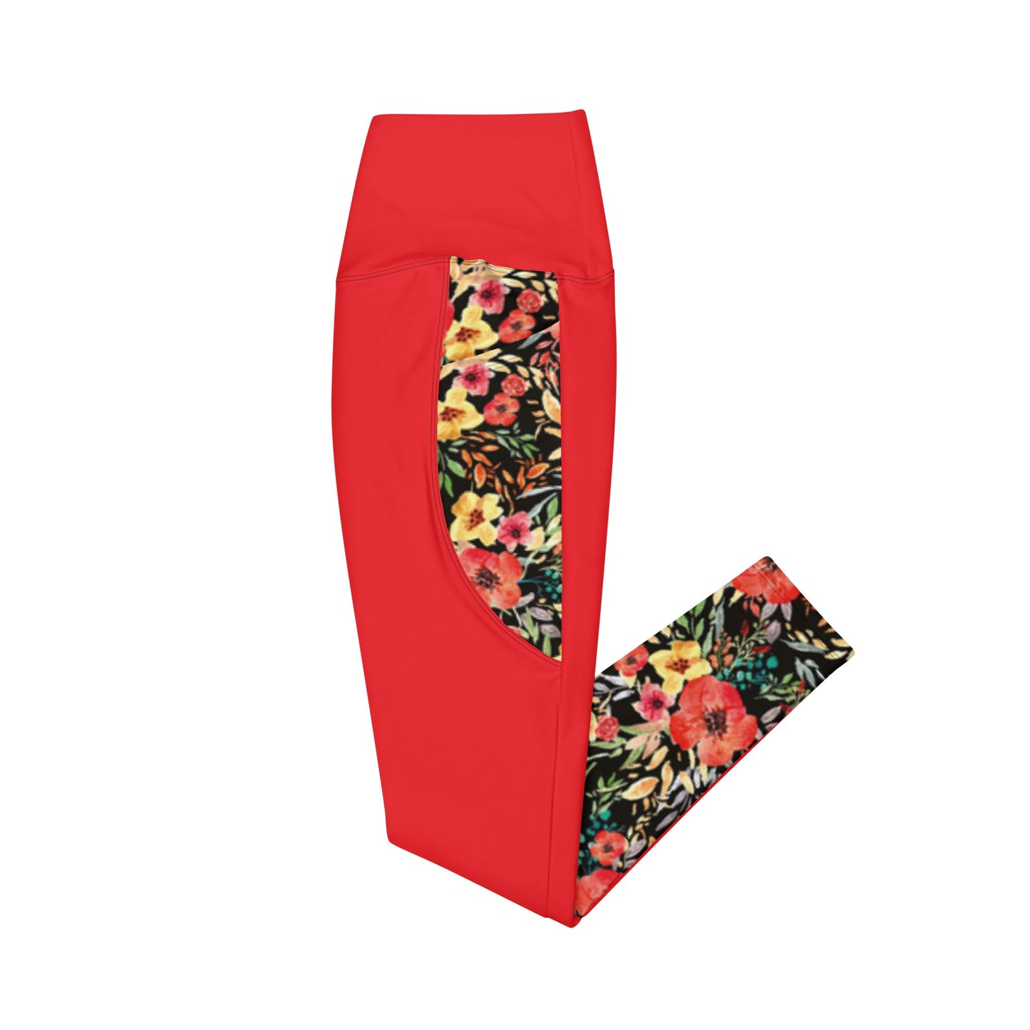 Trendy Activewear: Floral Print Leggings with Pockets - PratSN