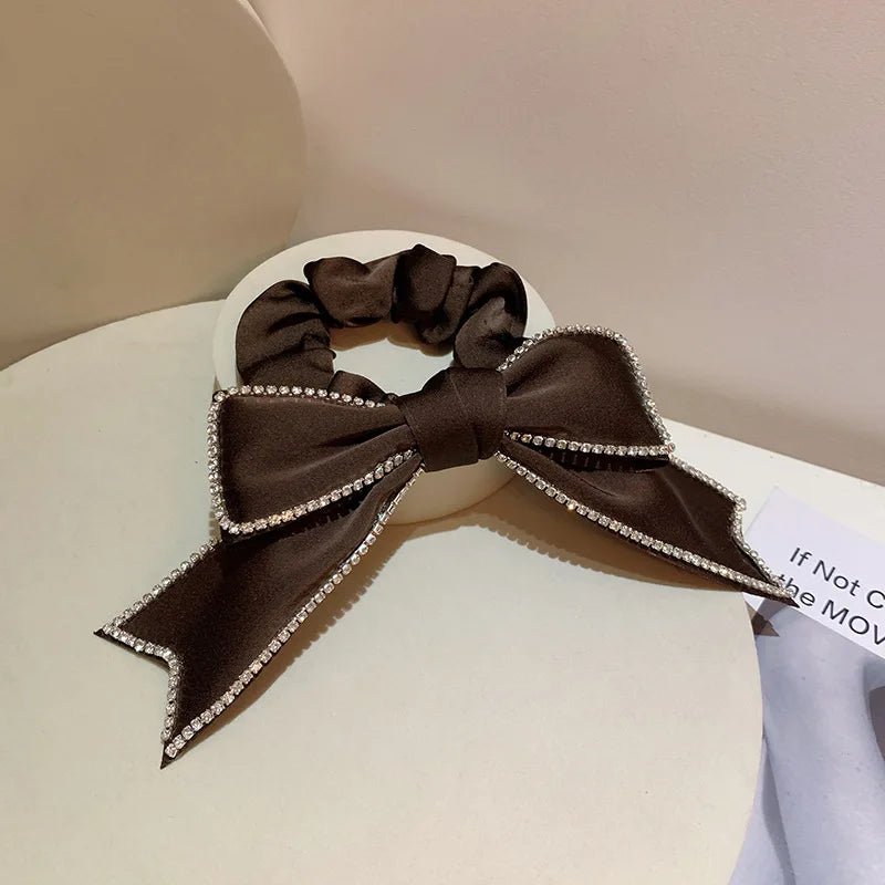 Trendy Large Intestine Hair Tie Bright Diamond Bow Hair Tie Fancy Hair Accessories for Women - PratSN