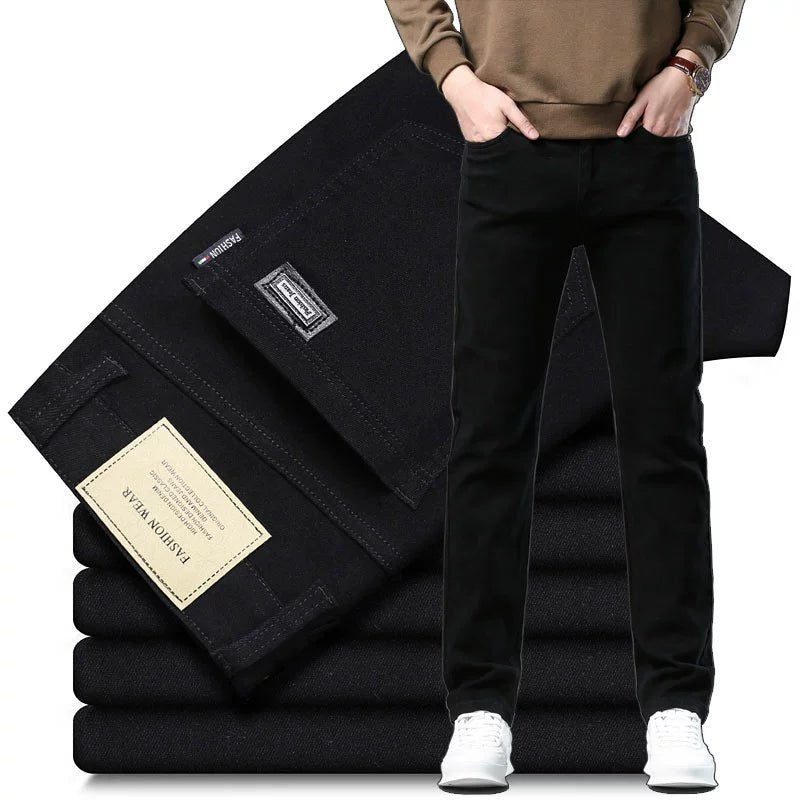 Trendy Plus Size Stretch Pure Color Breathable Autumn and Winter Jeans - PratSN