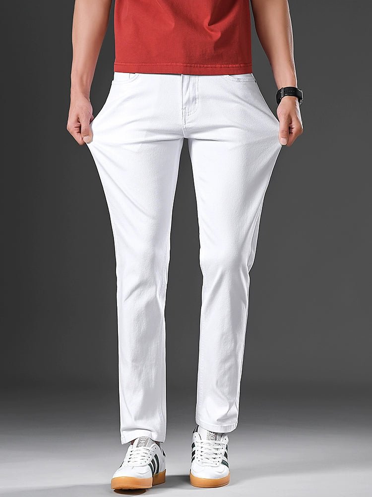 Trendy Plus Size Stretch Pure Color Breathable Autumn and Winter Jeans - PratSN