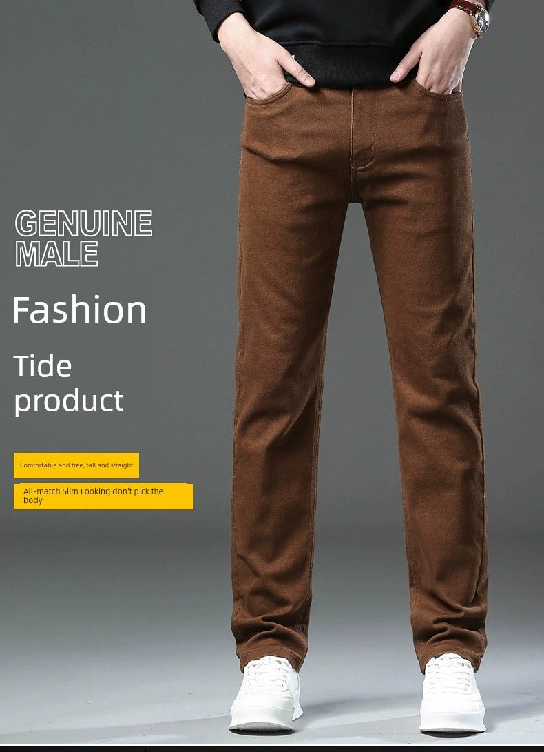 Trendy Plus Size Stretch Pure Color Breathable Autumn and Winter Jeans - PratSN