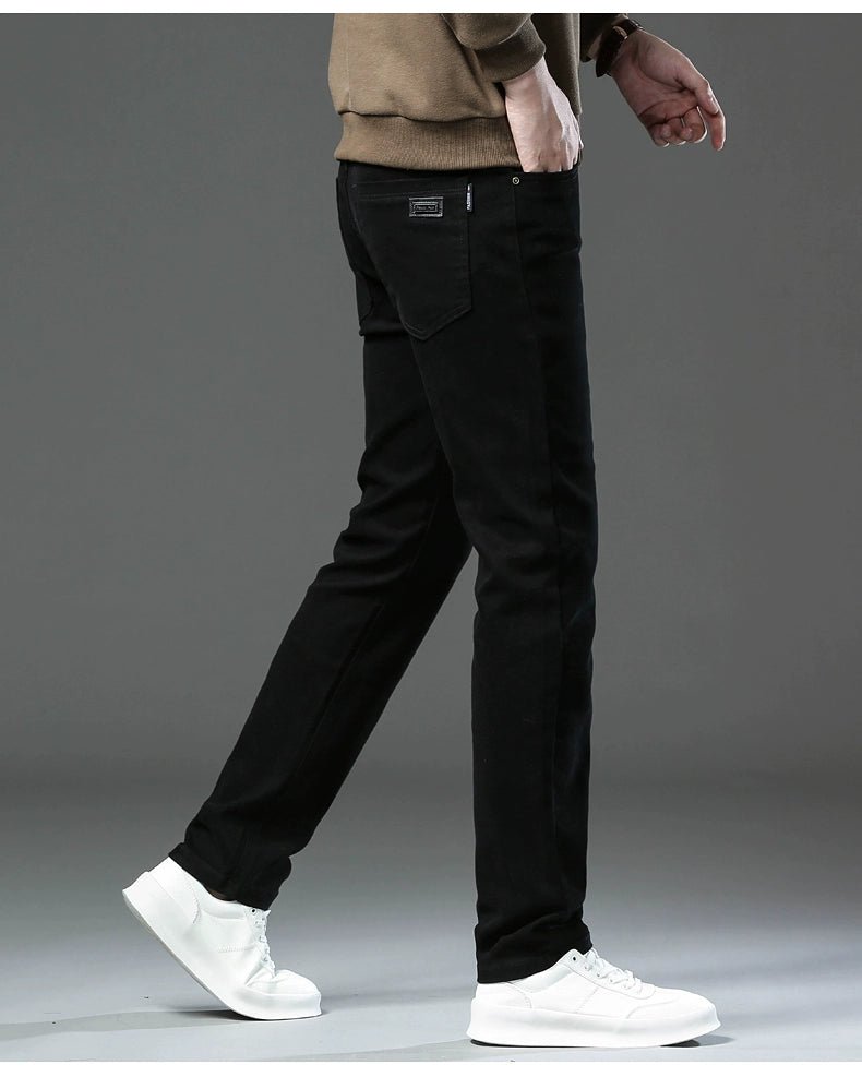 Trendy Plus Size Stretch Pure Color Breathable Autumn and Winter Jeans - PratSN