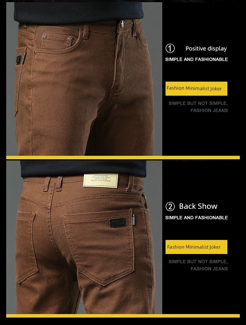 Trendy Plus Size Stretch Pure Color Breathable Autumn and Winter Jeans - PratSN