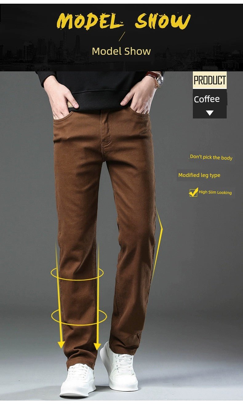 Trendy Plus Size Stretch Pure Color Breathable Autumn and Winter Jeans - PratSN