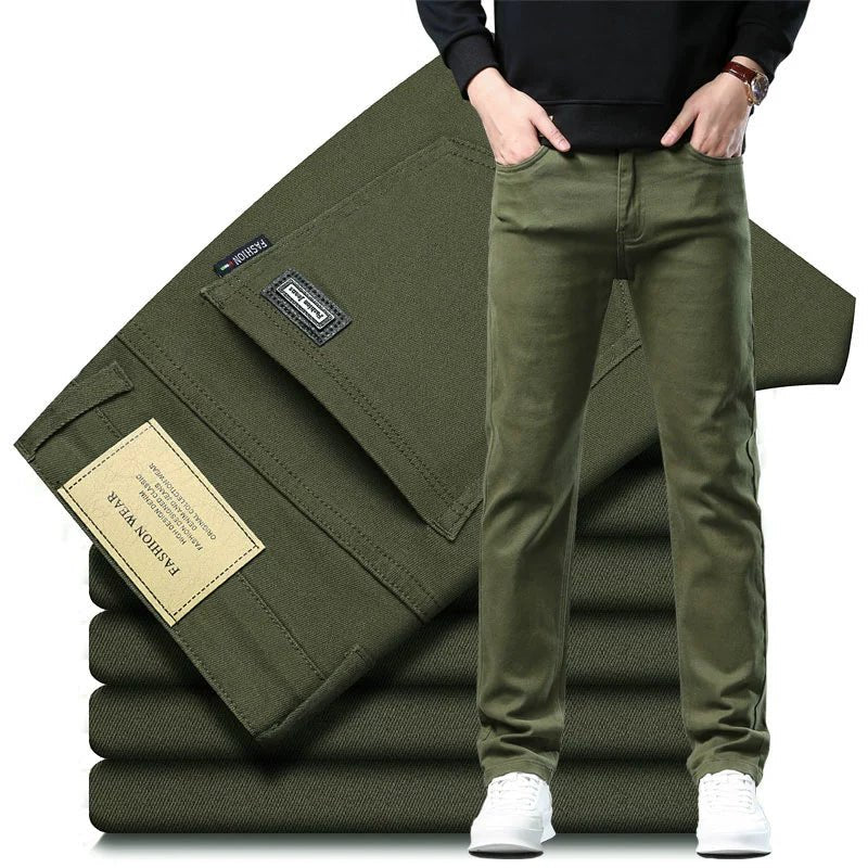 Trendy Plus Size Stretch Pure Color Breathable Autumn and Winter Jeans - PratSN