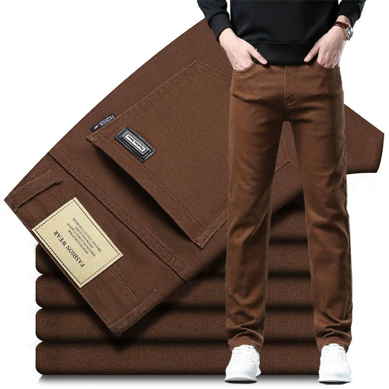 Trendy Plus Size Stretch Pure Color Breathable Autumn and Winter Jeans - PratSN