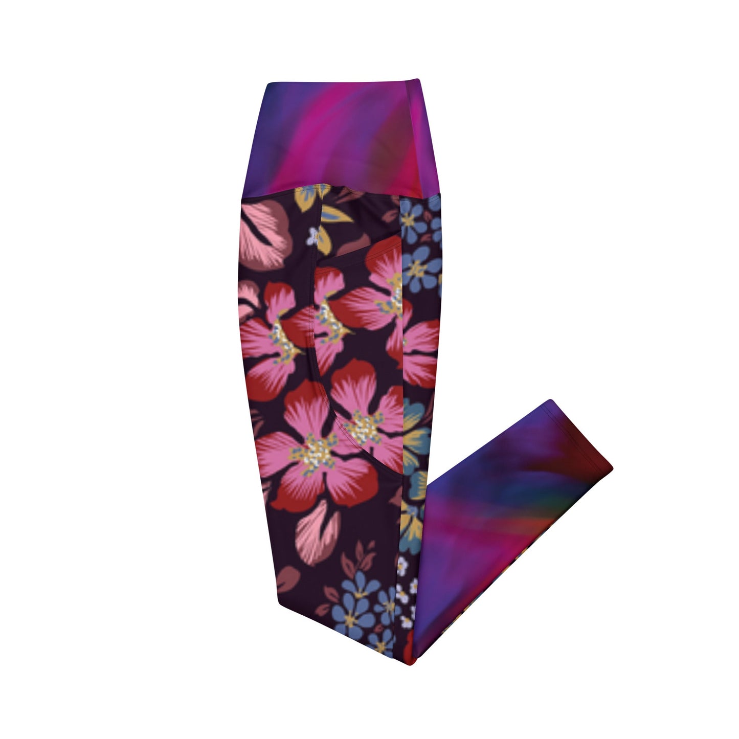 Trendy Women's purple floral Activewear Leggings with Pockets - PratSN