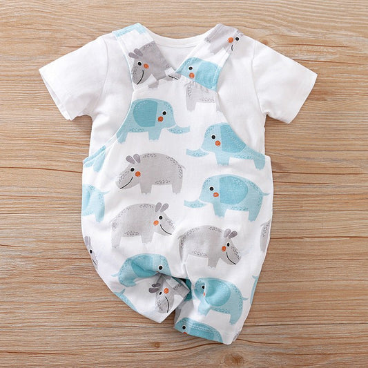 Two - piece Baby Clothes Clothing Summer Newborn Thin Baby Going Out Clothes Cartoon Strap Children's Suit - PratSN