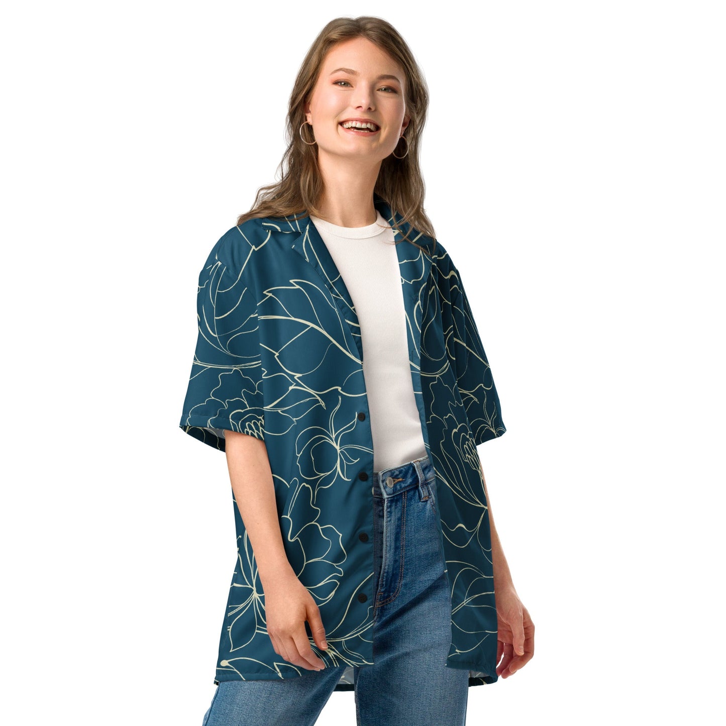 Unique Sharpa blue Button shirt - unisex floral shirt | Unisex Button shirts - PratSN