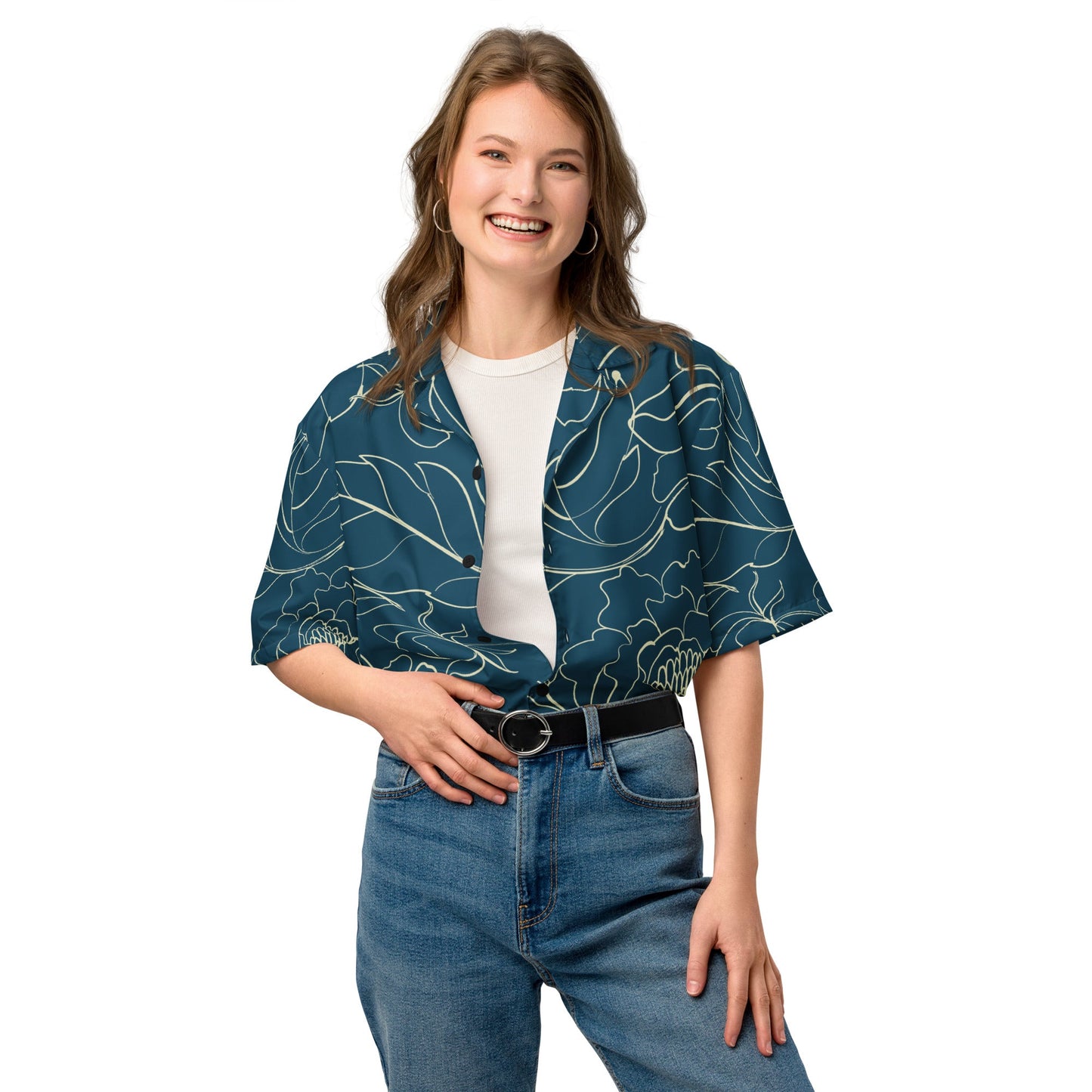Unique Sharpa blue Button shirt - unisex floral shirt | Unisex Button shirts - PratSN