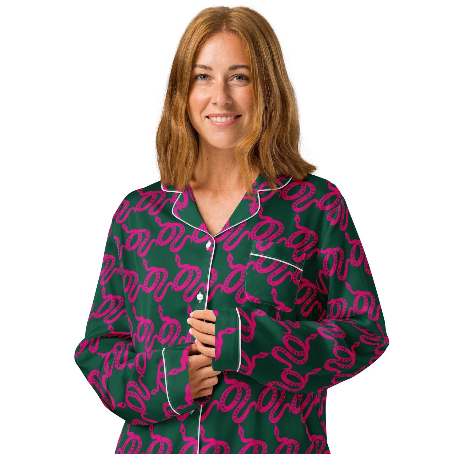 Unique Women’s Sleepwear - All - Over Print Long Sleeve Pajama Top - PratSN
