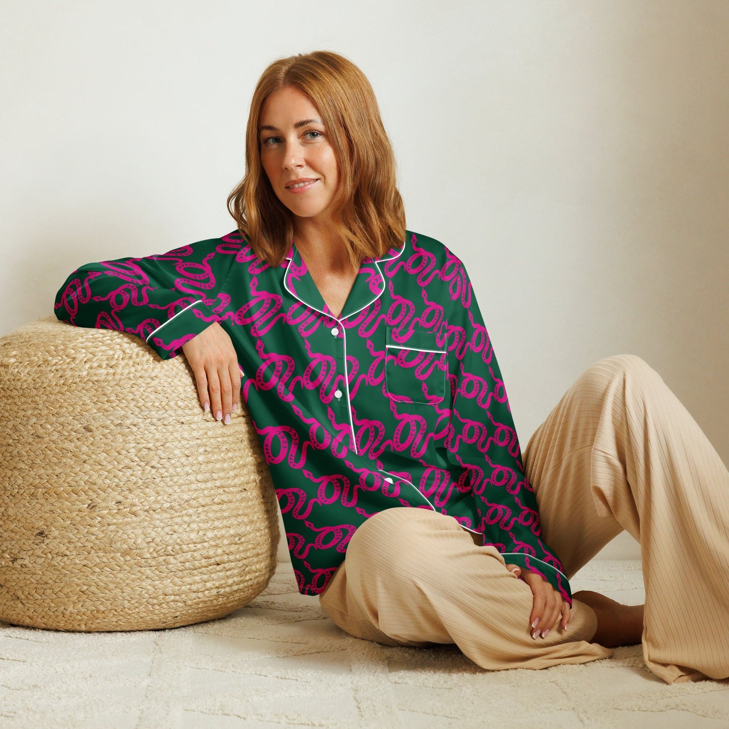 Unique Women’s Sleepwear - All - Over Print Long Sleeve Pajama Top - PratSN