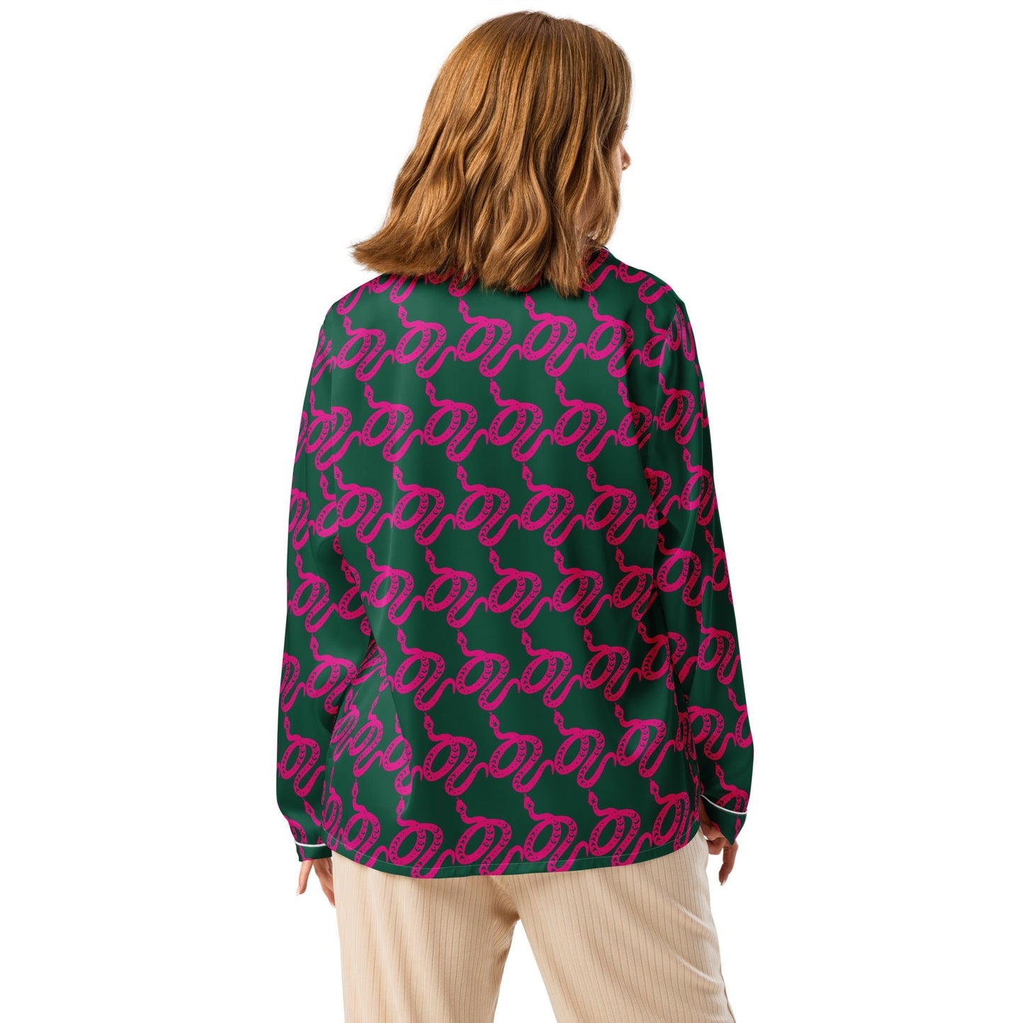 Unique Women’s Sleepwear - All - Over Print Long Sleeve Pajama Top - PratSN