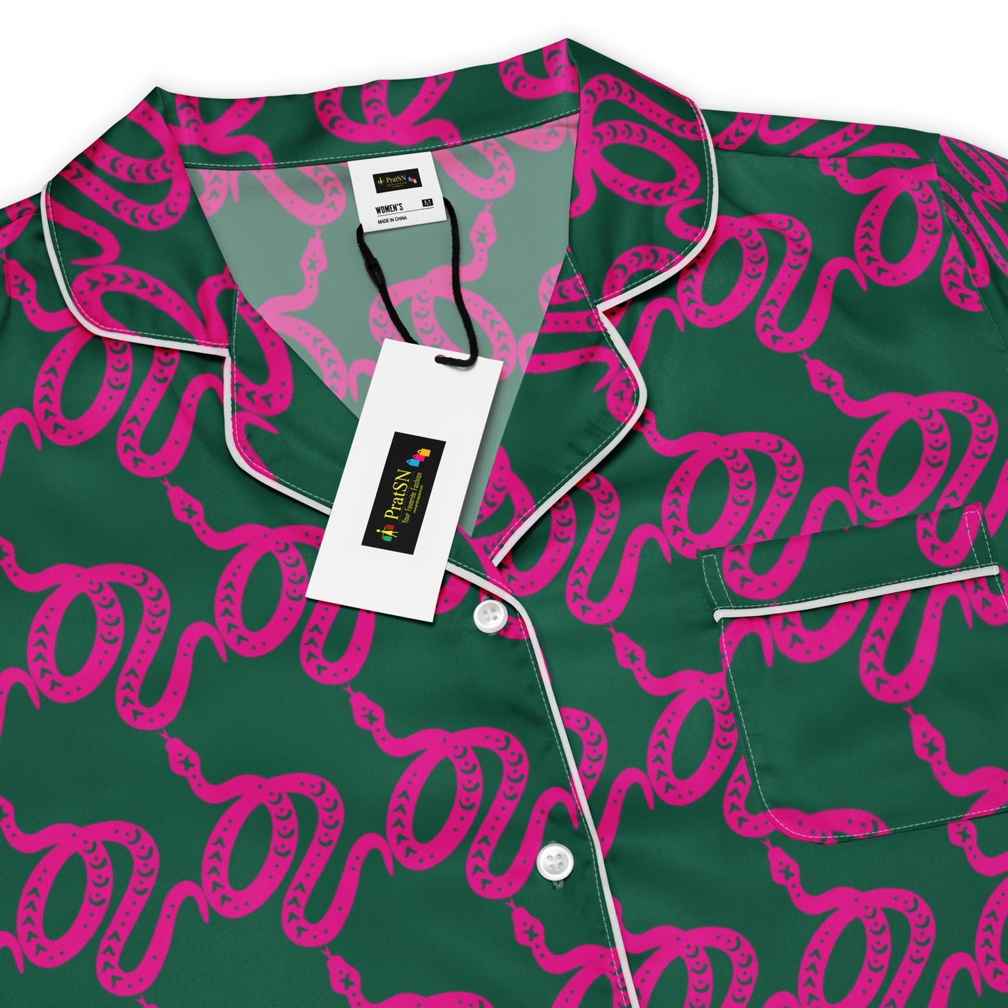 Unique Women’s Sleepwear - All - Over Print Long Sleeve Pajama Top - PratSN