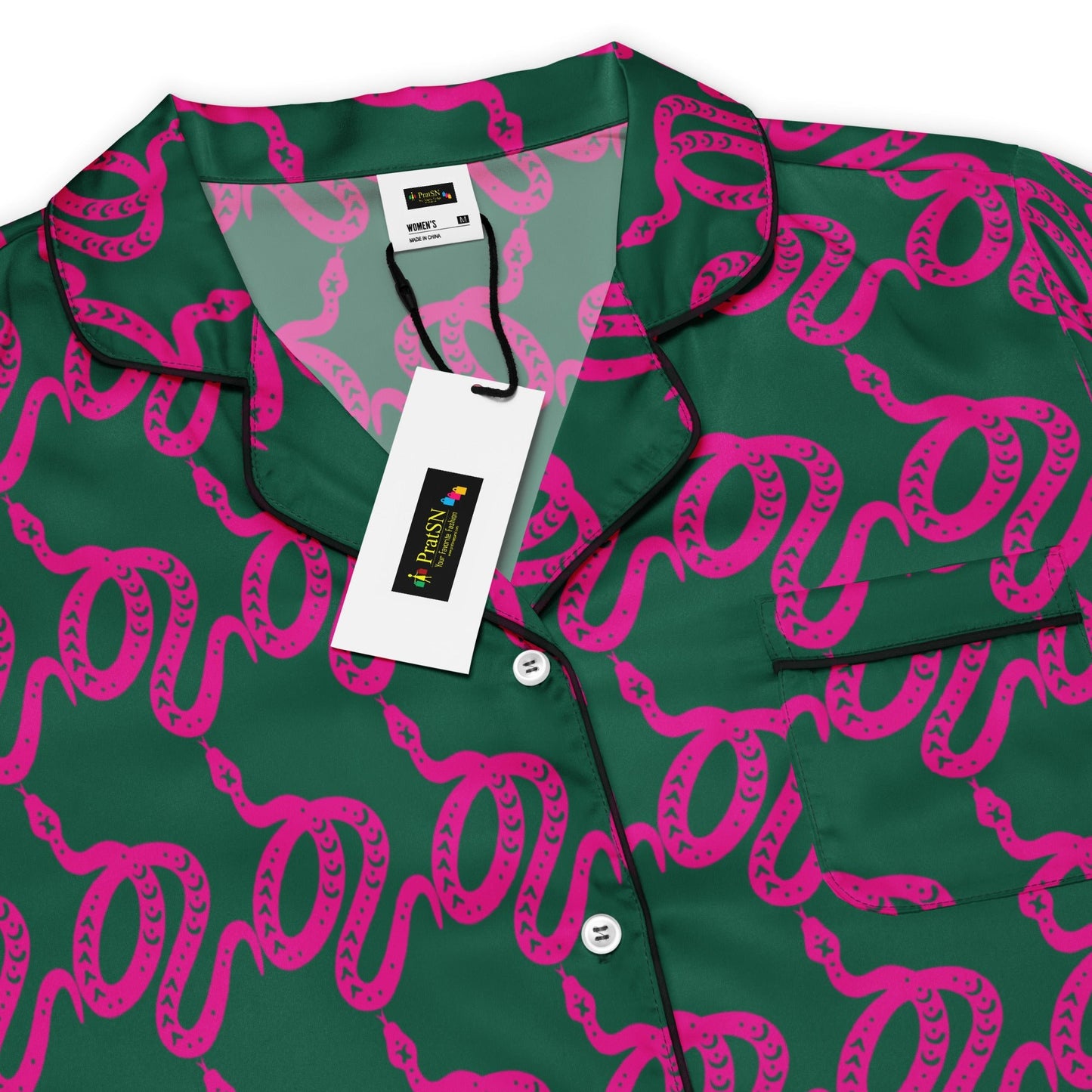 Unique Women’s Sleepwear - All - over print women’s short sleeve pajama top - PratSN