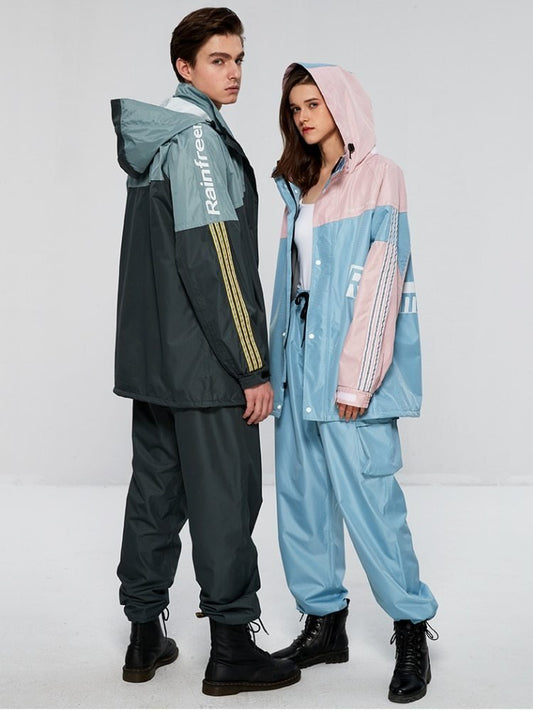Unisex Adult Reflective And Breathable Raincoat And Rain Pants Suit - PratSN