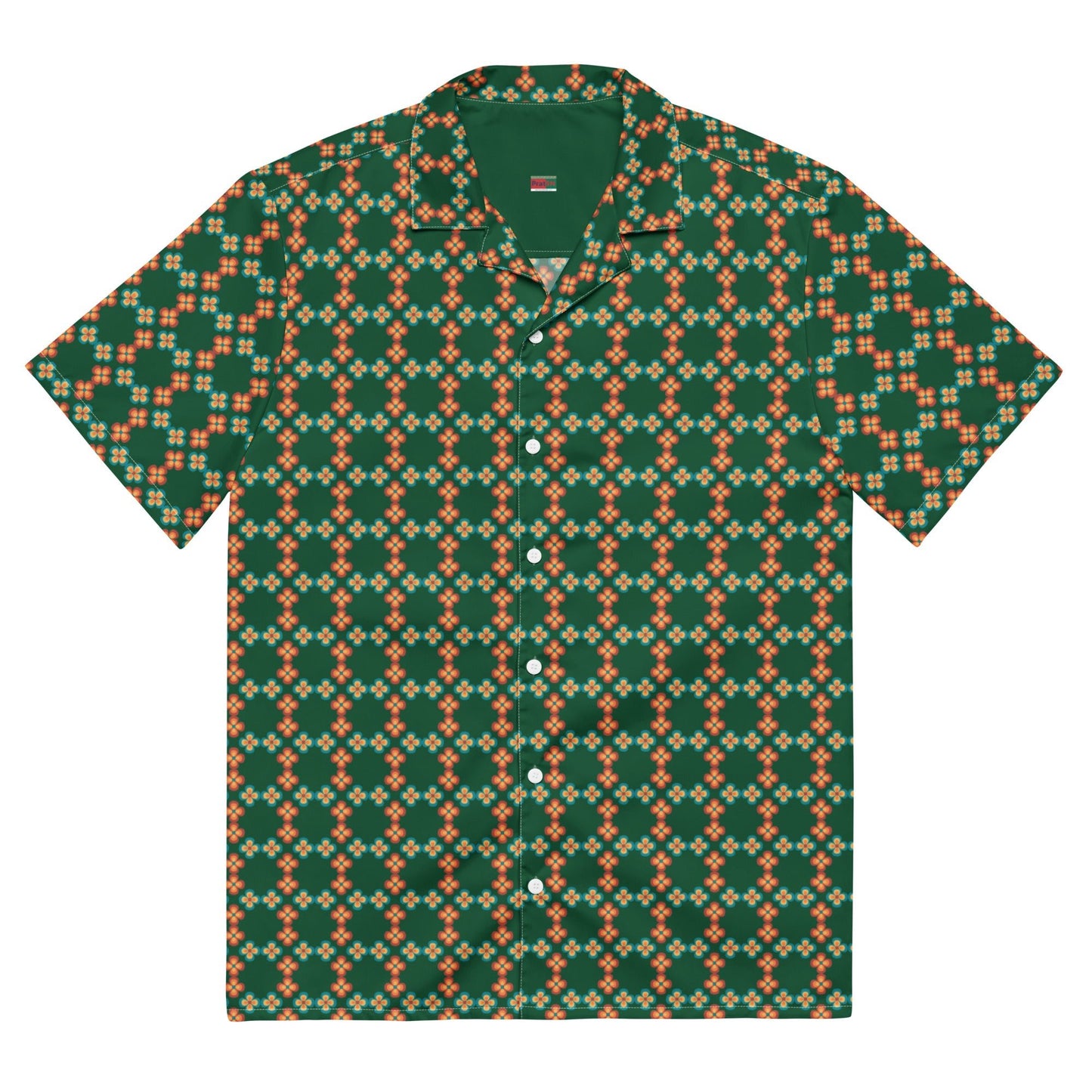 Unisex button shirt, Flora lForest Green Summer Shirt, Unisex Beach Shirt, Casual Shirt, Short Sleeve button Down shirt - PratSN