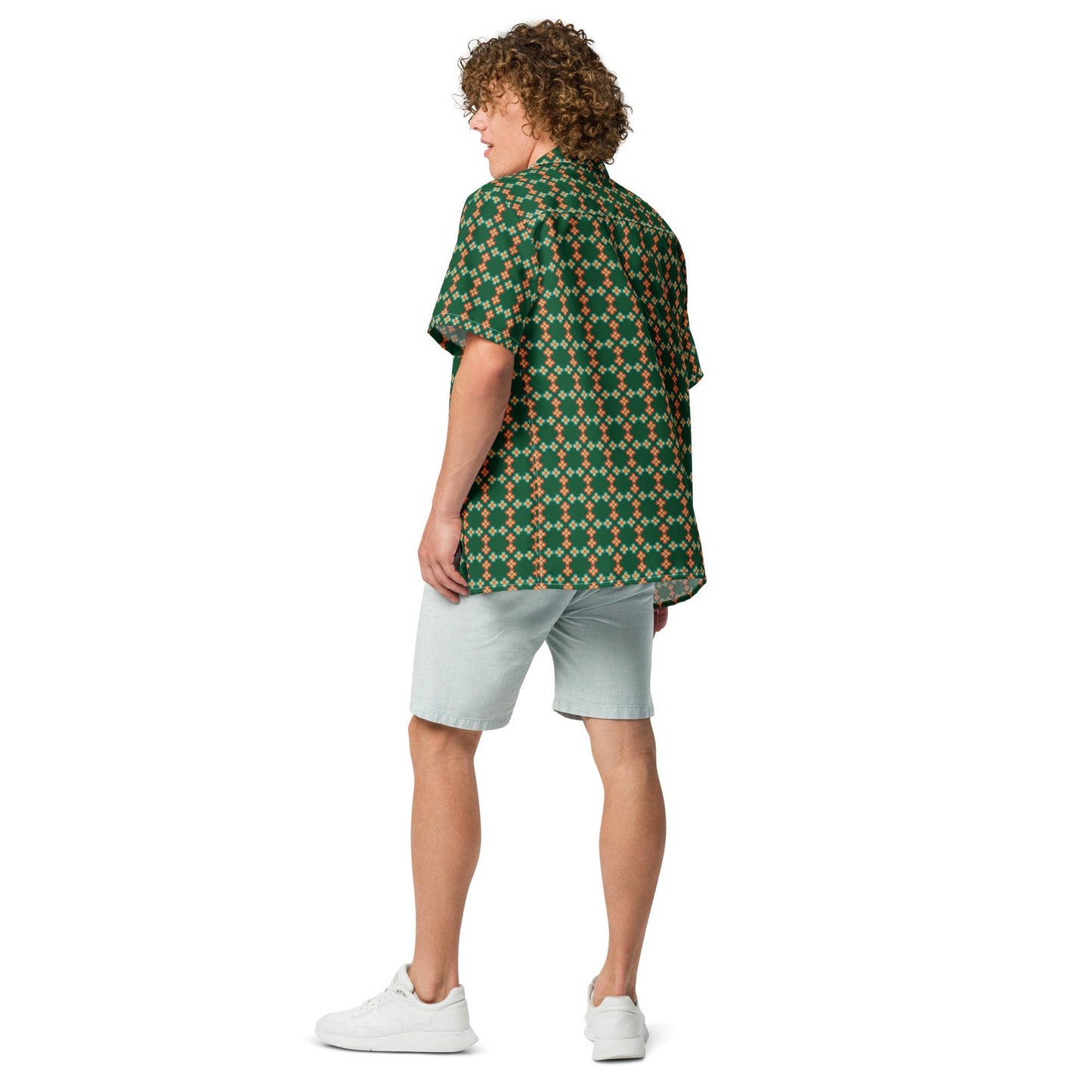 Unisex button shirt, Flora lForest Green Summer Shirt, Unisex Beach Shirt, Casual Shirt, Short Sleeve button Down shirt - PratSN
