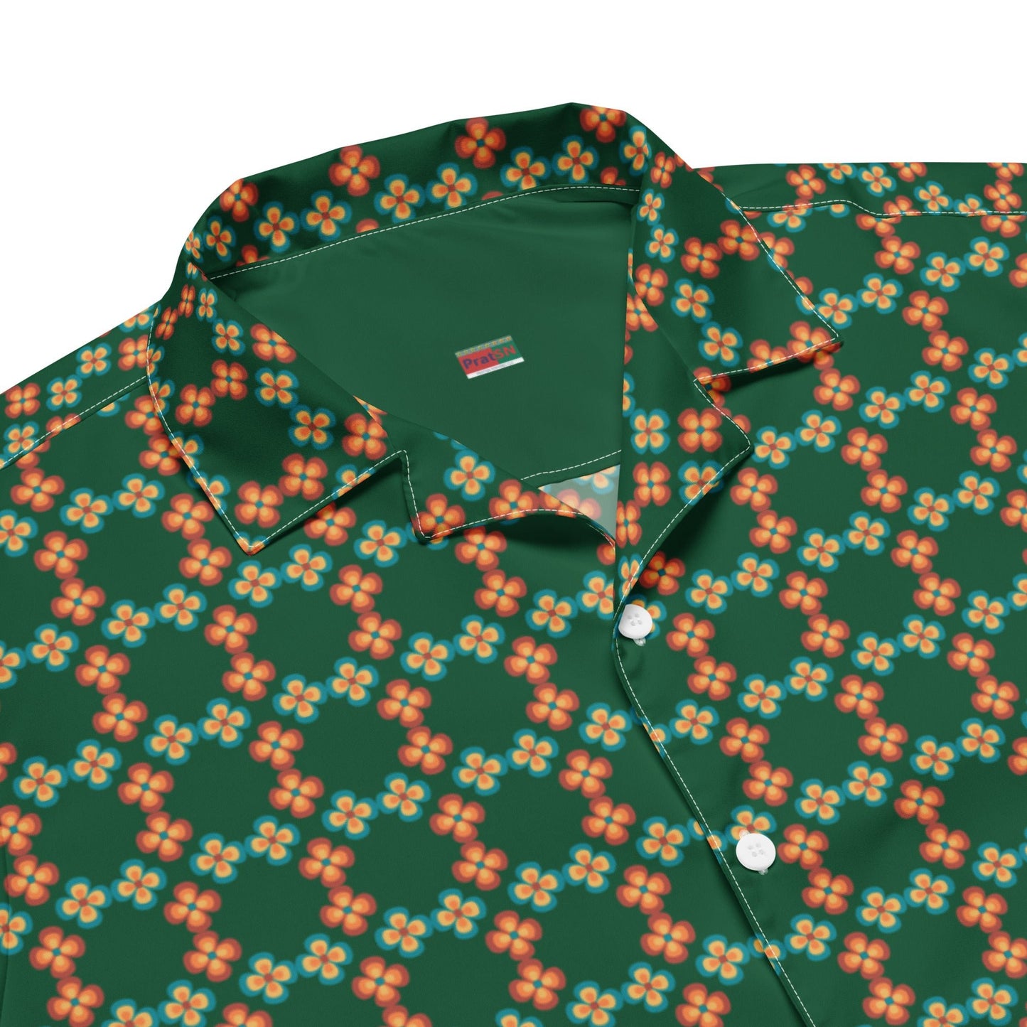 Unisex button shirt, Flora lForest Green Summer Shirt, Unisex Beach Shirt, Casual Shirt, Short Sleeve button Down shirt - PratSN