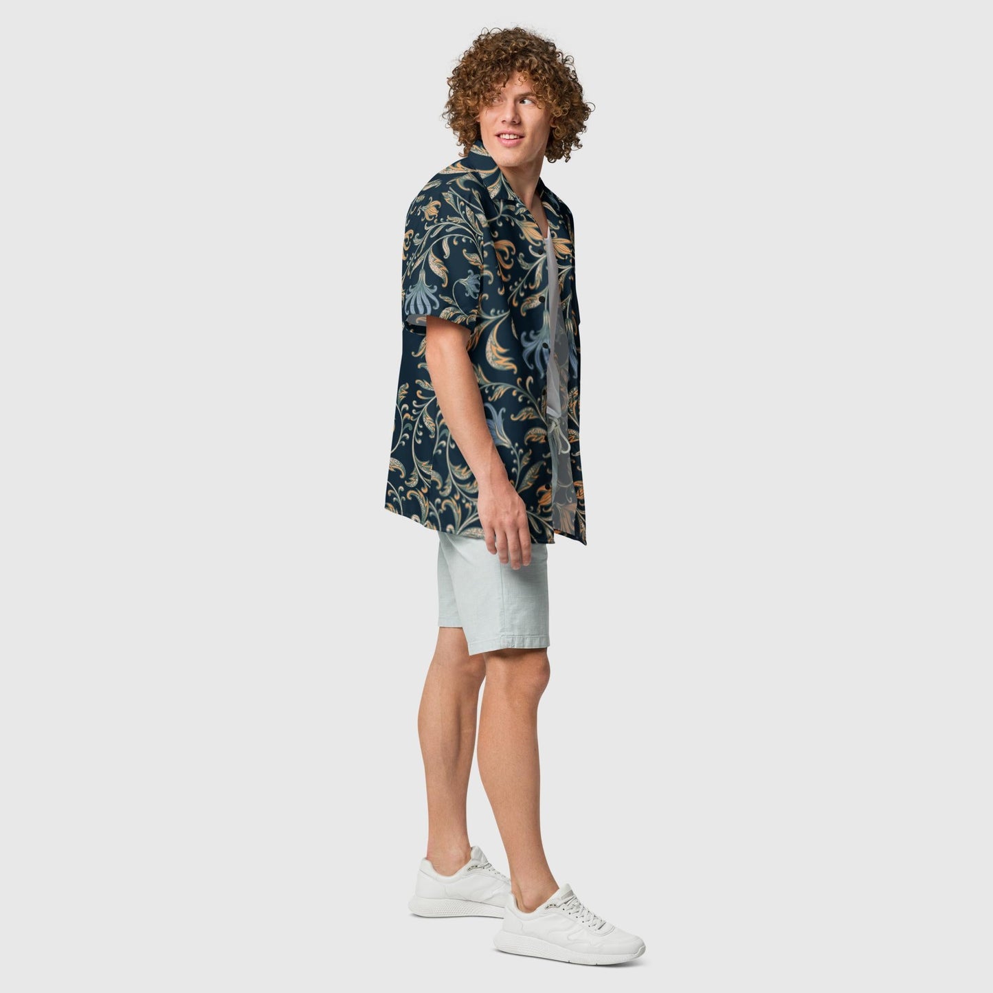 Unisex button shirt, Men's Tropical print Button Shirt, Short Sleeve, Unisex Summer Beach, Casual Shirt, Floral Shirt - PratSN