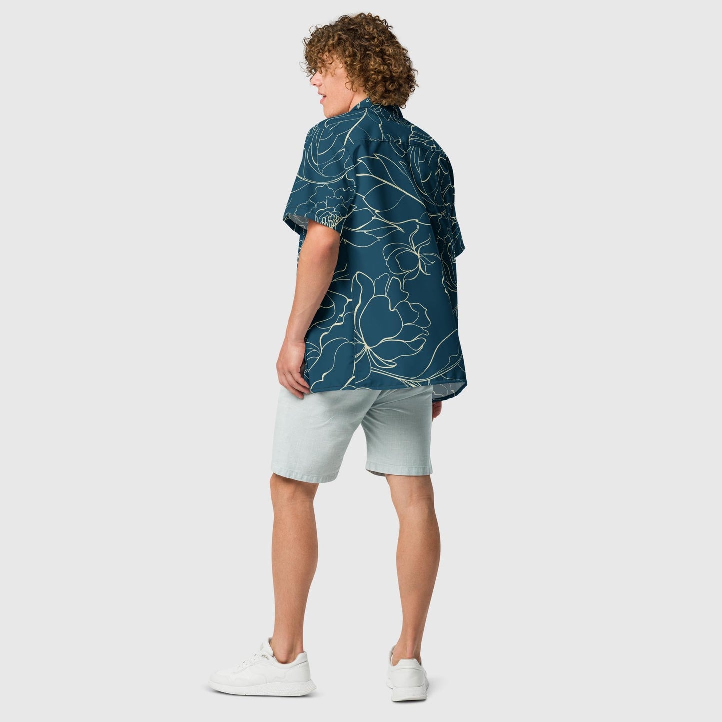 Unisex button shirt, Sharpa blue Button shirt, Floral Shirt, Shirt for Men, Unsex Summer Beach Casual Short Sleeve Button Down Shirts - PratSN